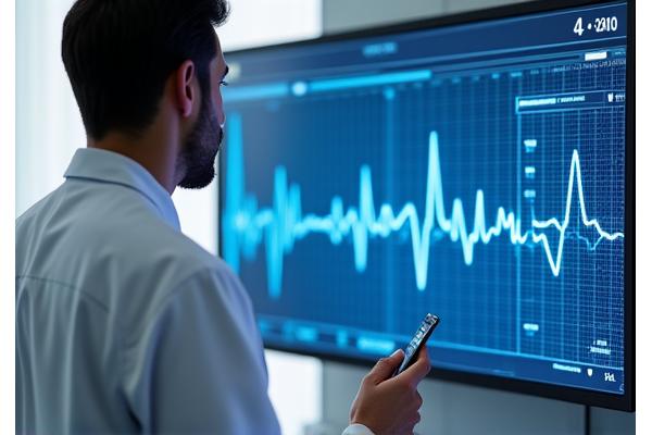 Un cardiólogo explicando un electrocardiograma a un paciente de forma remota a través de una videollamada.