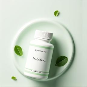 Envase de probióticos premium.